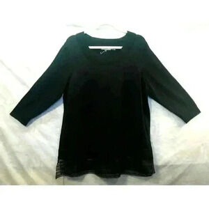 Calvin Klein Top Size XL Black Crew Neck 3/4 Sleeve Stretch (094)